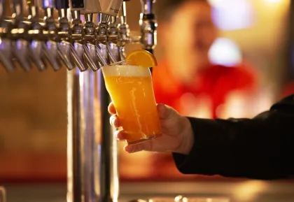 Beer pour at River Rock Sportsbook & Grill in Little River Casino Resort